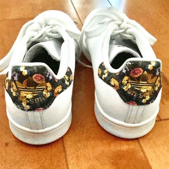 Adidas Stan Smith Floral White/Gold Sneakers Size 6 - Picture 11 of 16